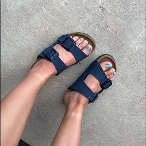 navy Birkenstocks